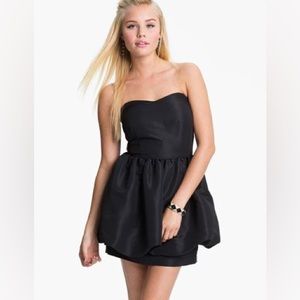 Frenchi Black Semi Formal Empire Waist Strapless Dress w/Bubble Skirt EUC